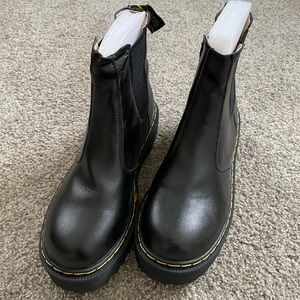 Black leather boot, similar to a Dr. Martens, but a knock off. Never been worn.